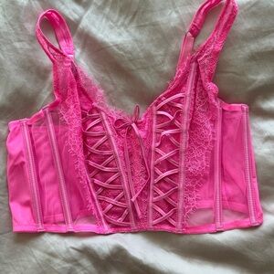 Victoria's Secret Hot Pink Lace Corset Bralette